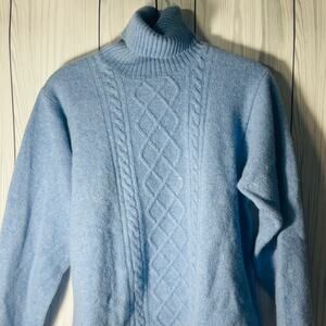 Blarney Woollen Mills Vintage 100% Wool Cable Knit Womens Blue Sz XL (READ)